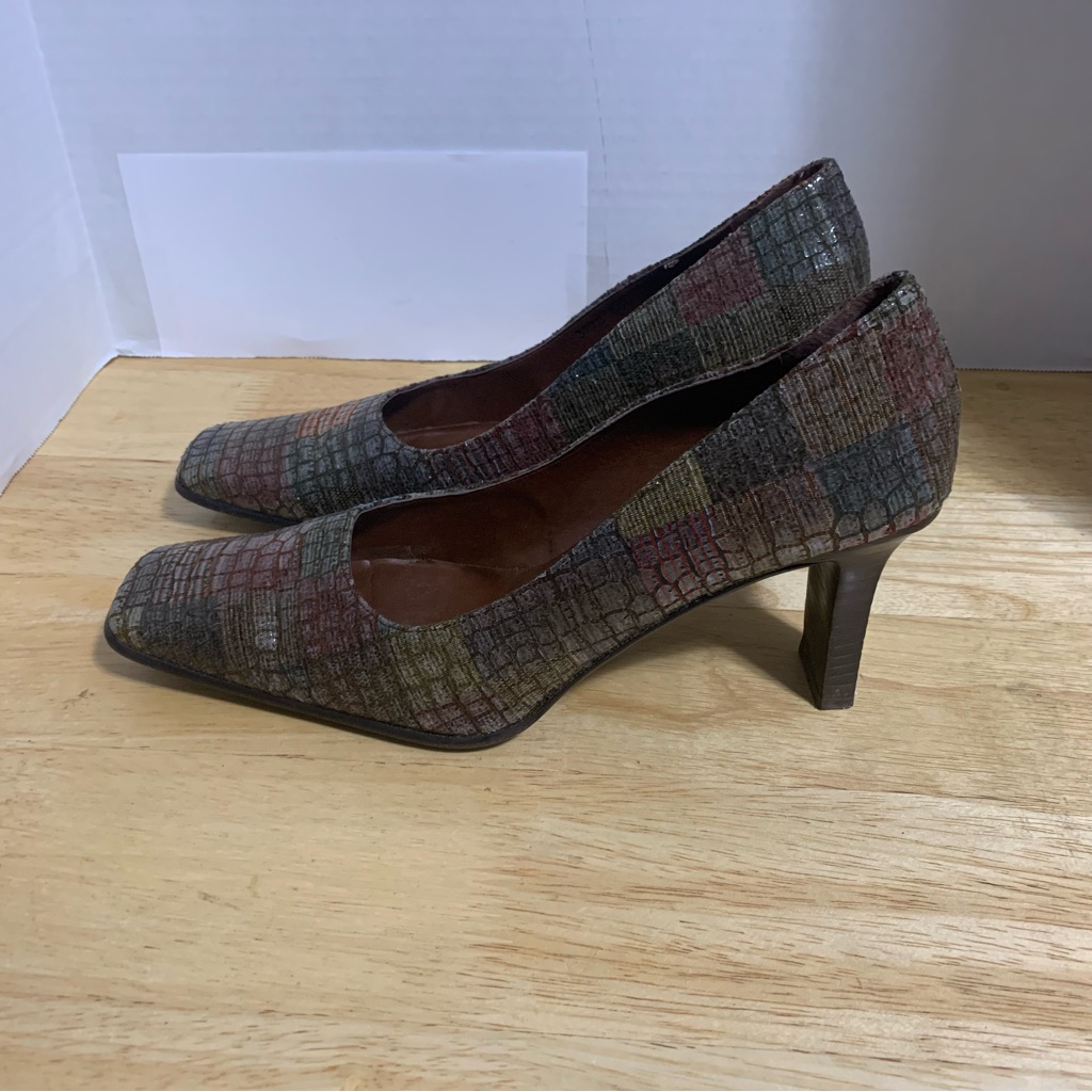 Proxy Multicolor Pumps Textured Fashion Square Toe Unique Heels Women Size 9
